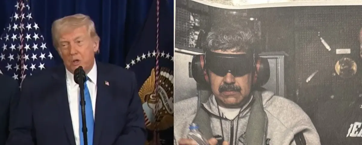 Trump fala em “comandar” a Venezuela, cita petróleo e publica imagem de Maduro vendado após operação