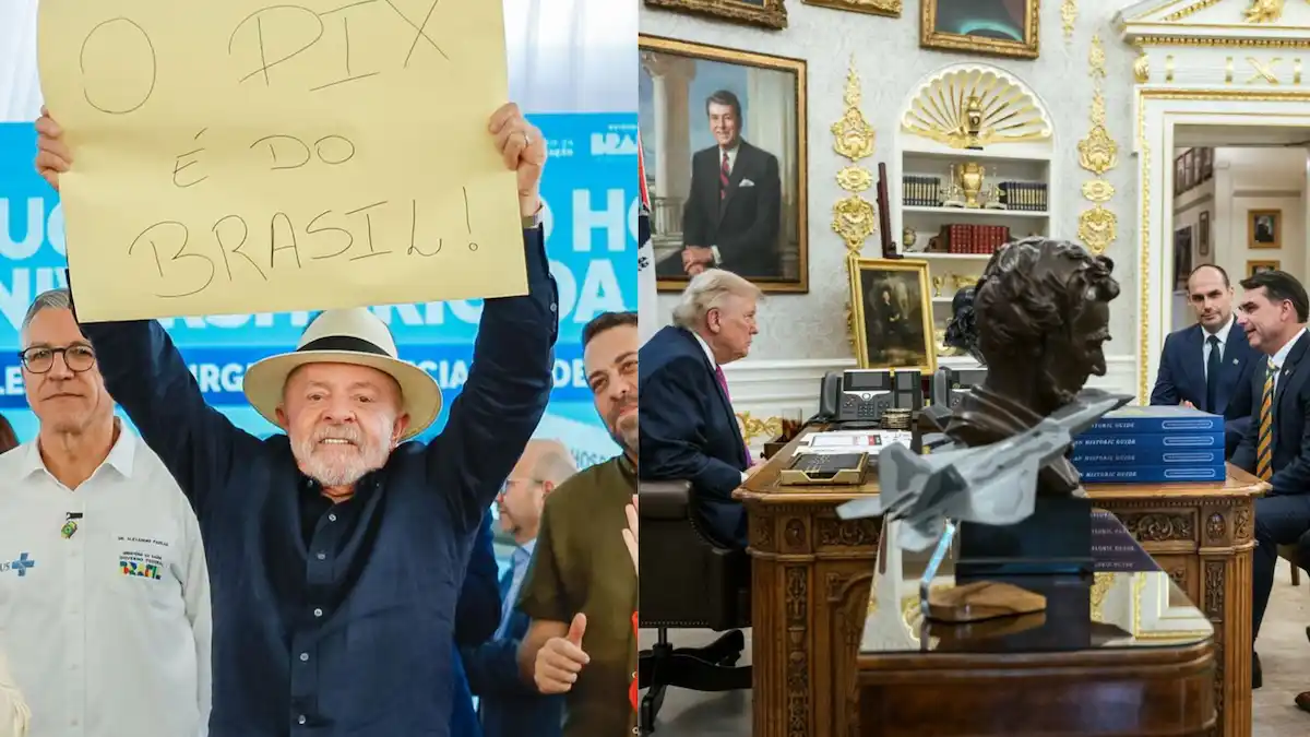 Trump publica foto com Flávio enquanto Lula usa Pix como símbolo em disputa com os EUA