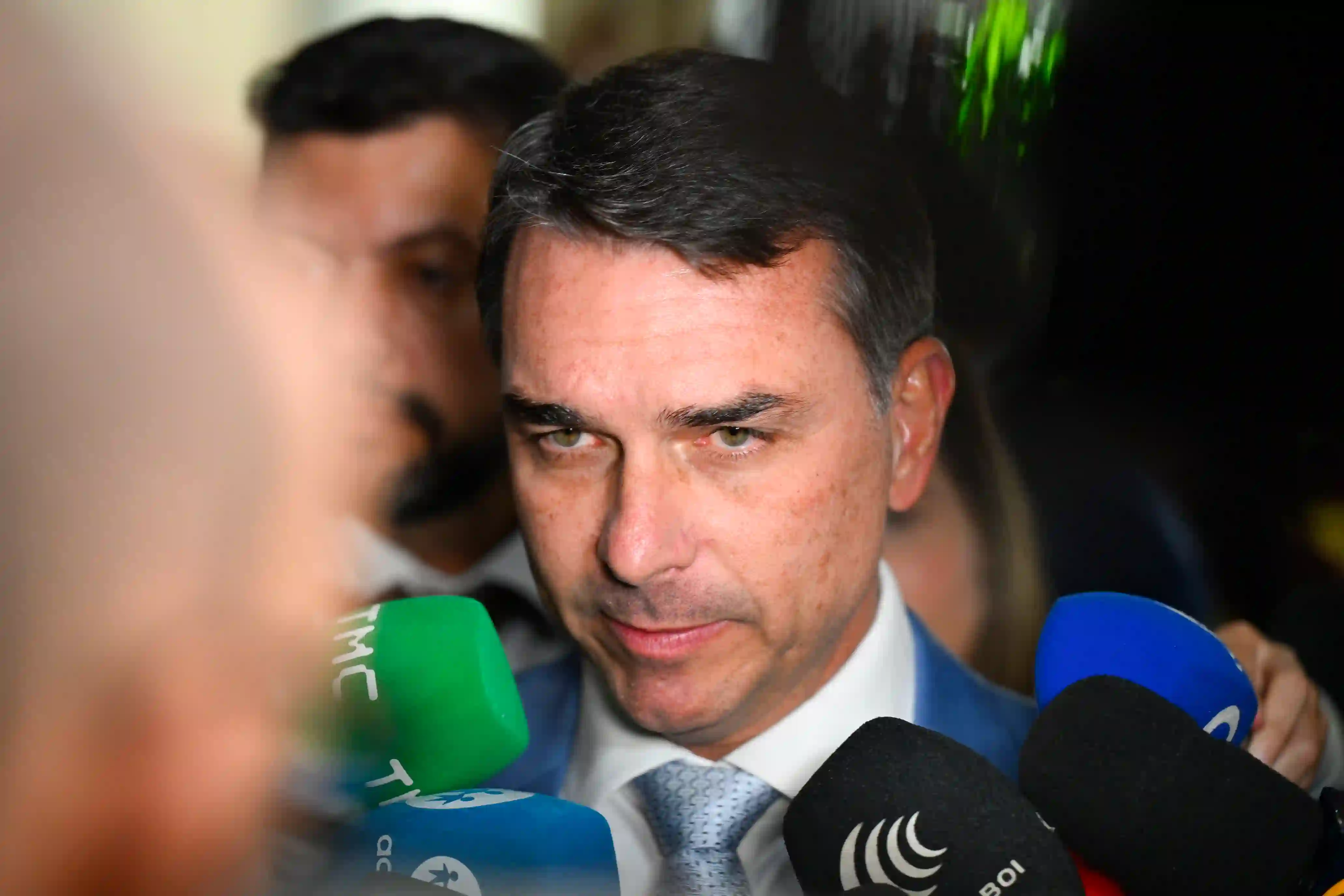 Senador Flávio Bolsonaro (PL-RJ) concede entrevista, 30 de abril de 2026.