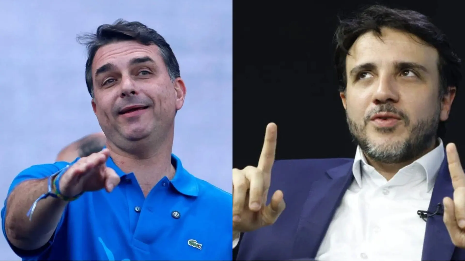 Flávio Bolsonaro (à esquerda) e Renan Santos.