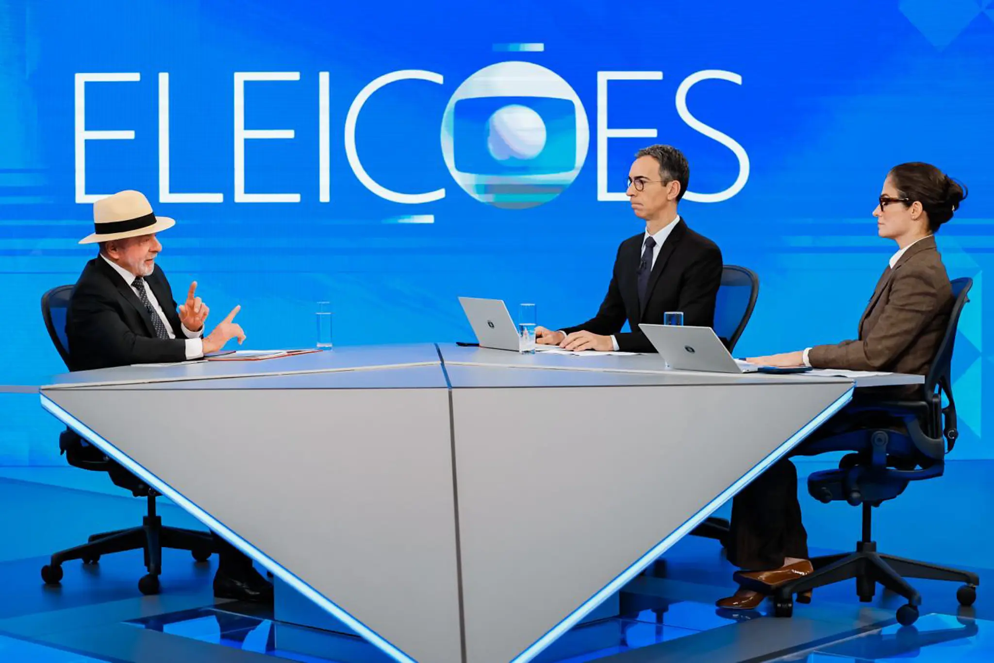 Lula durante entrevista ao Jornal Nacional nos Estúdios Globo, no Rio de Janeiro, em 27 de agosto de 2026.