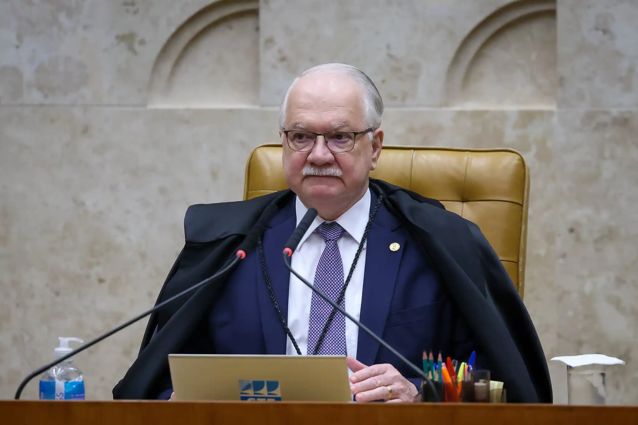 Edson Fachin durante sessão plenária do Supremo Tribunal Federal, em 3 de setembro de 2026.